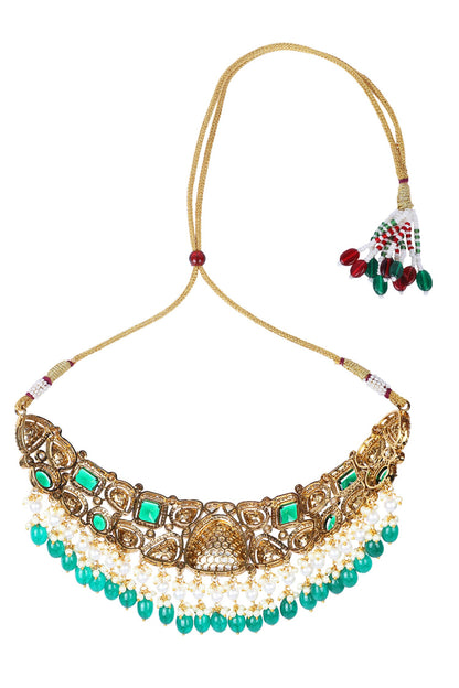 Kundan Embellished Choker & Earrings Set 