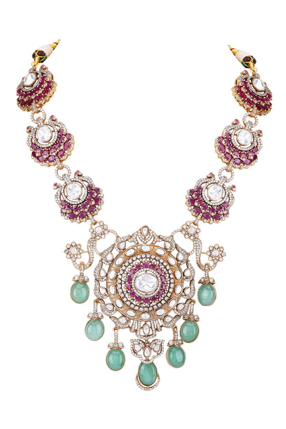 Embellished Round Pendant Necklace Set 