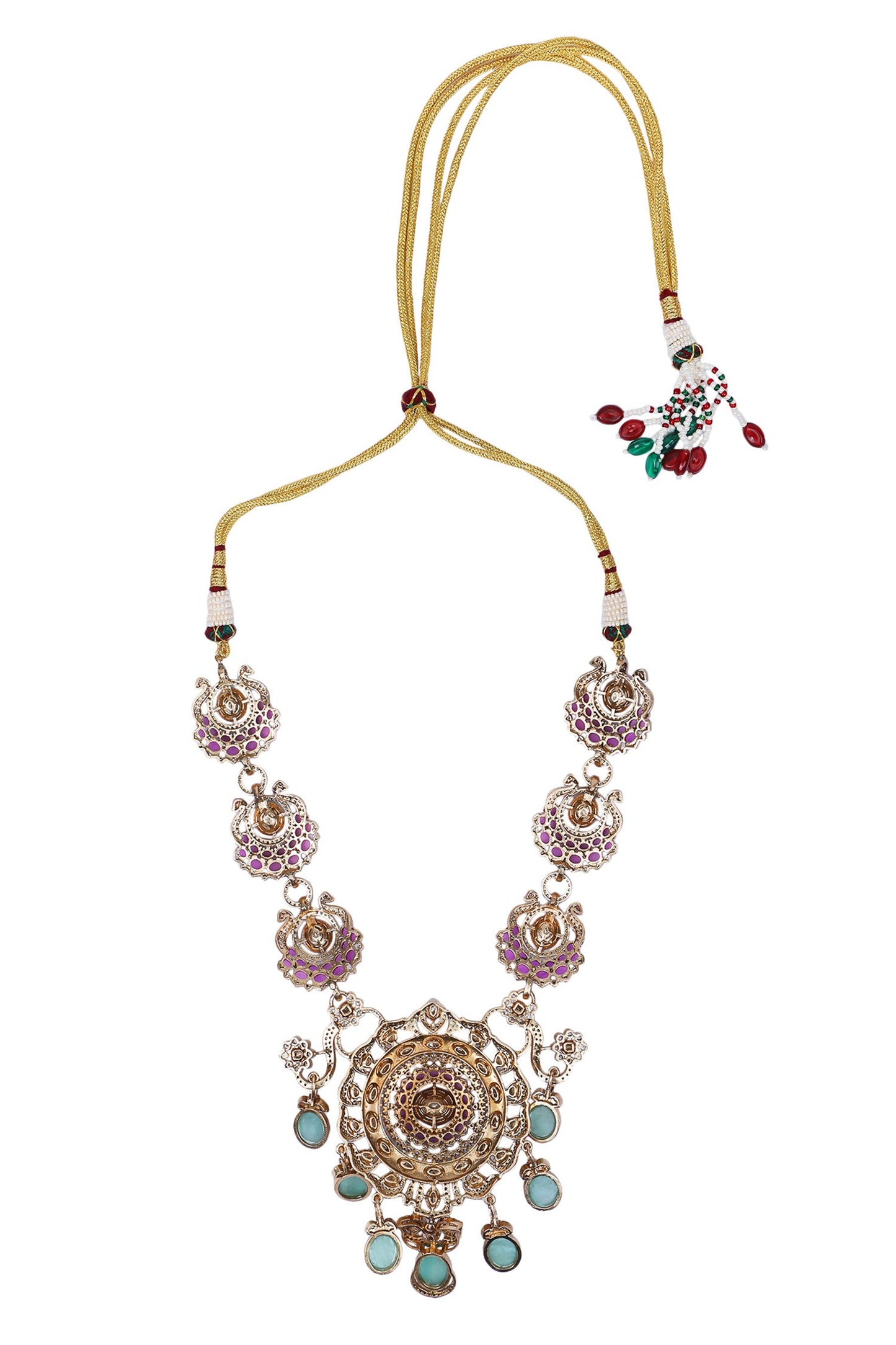 Embellished Round Pendant Necklace Set 