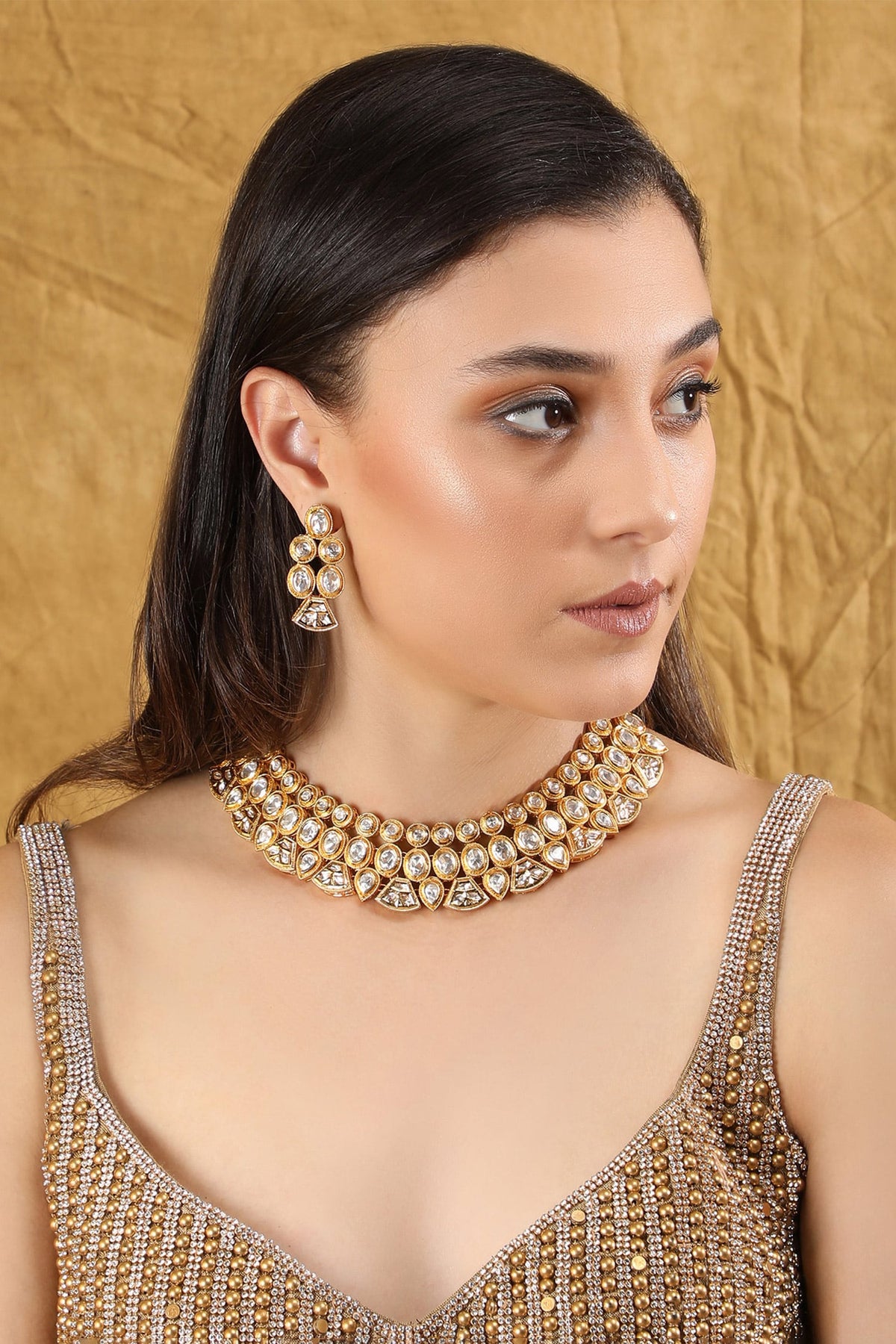 Kundan Studded Choker & Earrings Set 
