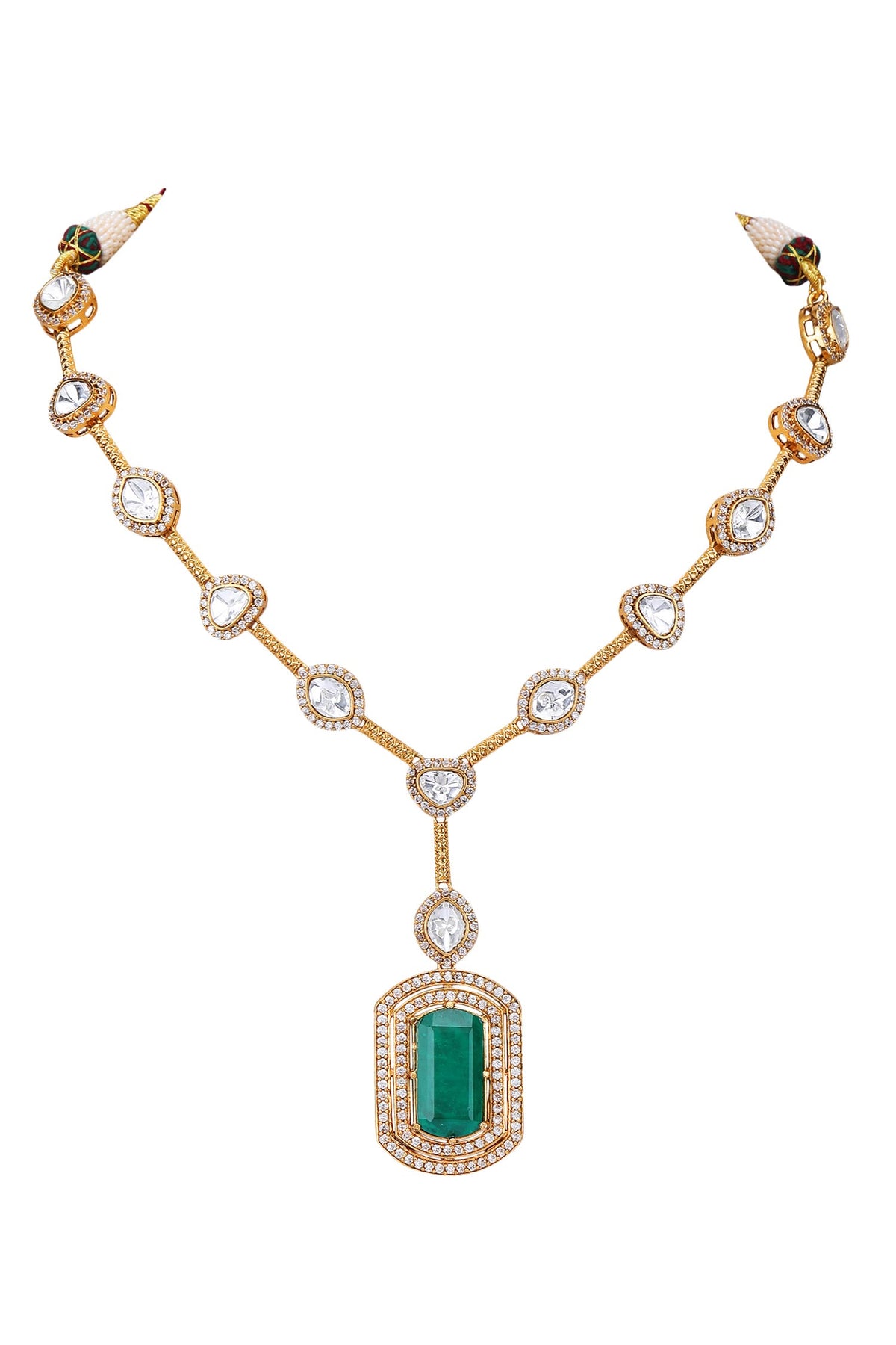 American Diamond Zircon Studded Pendant Necklace Set 
