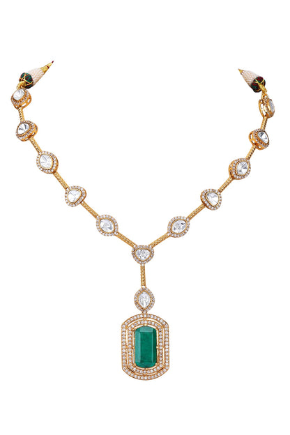 American Diamond Zircon Studded Pendant Necklace Set 