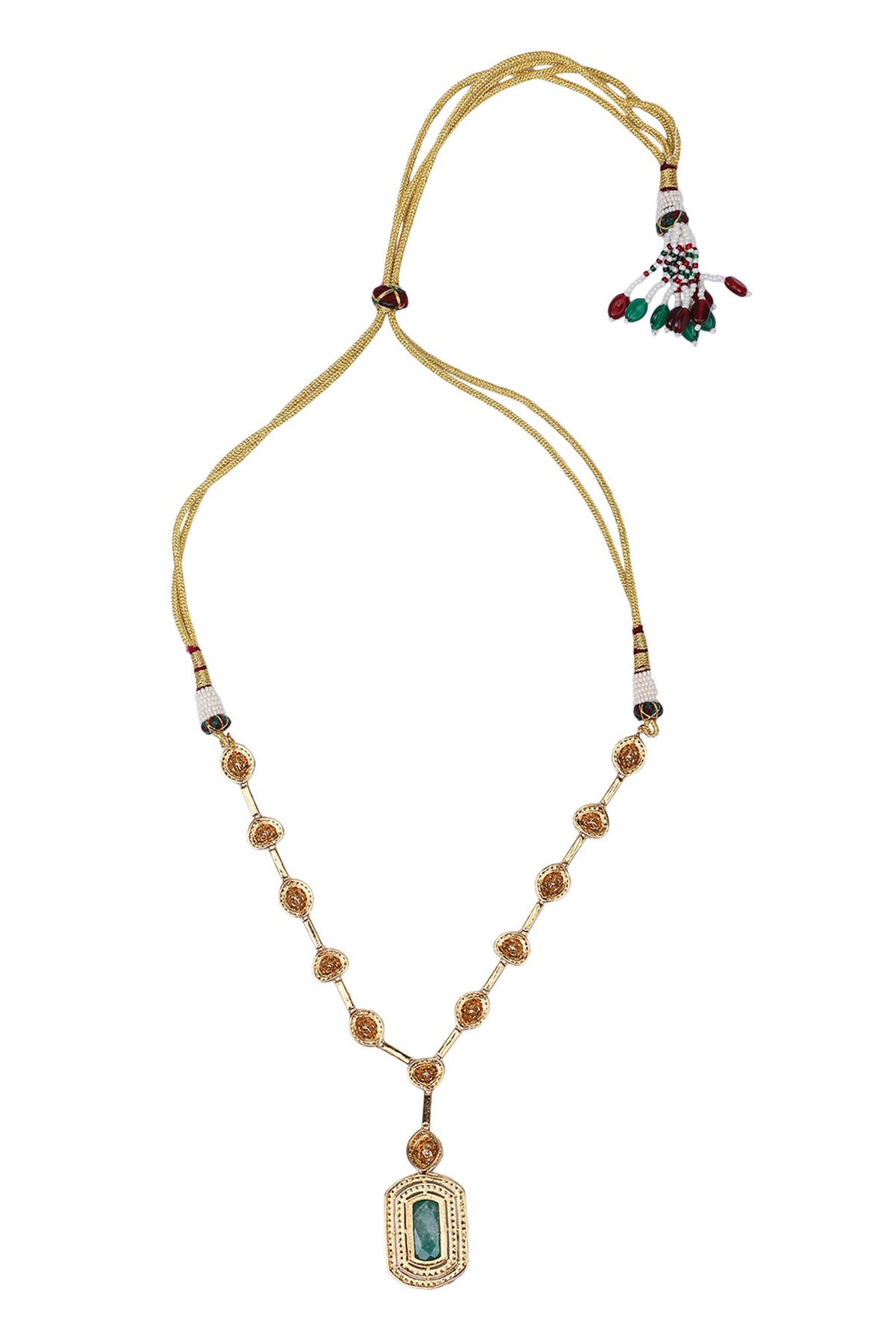 American Diamond Zircon Studded Pendant Necklace Set 