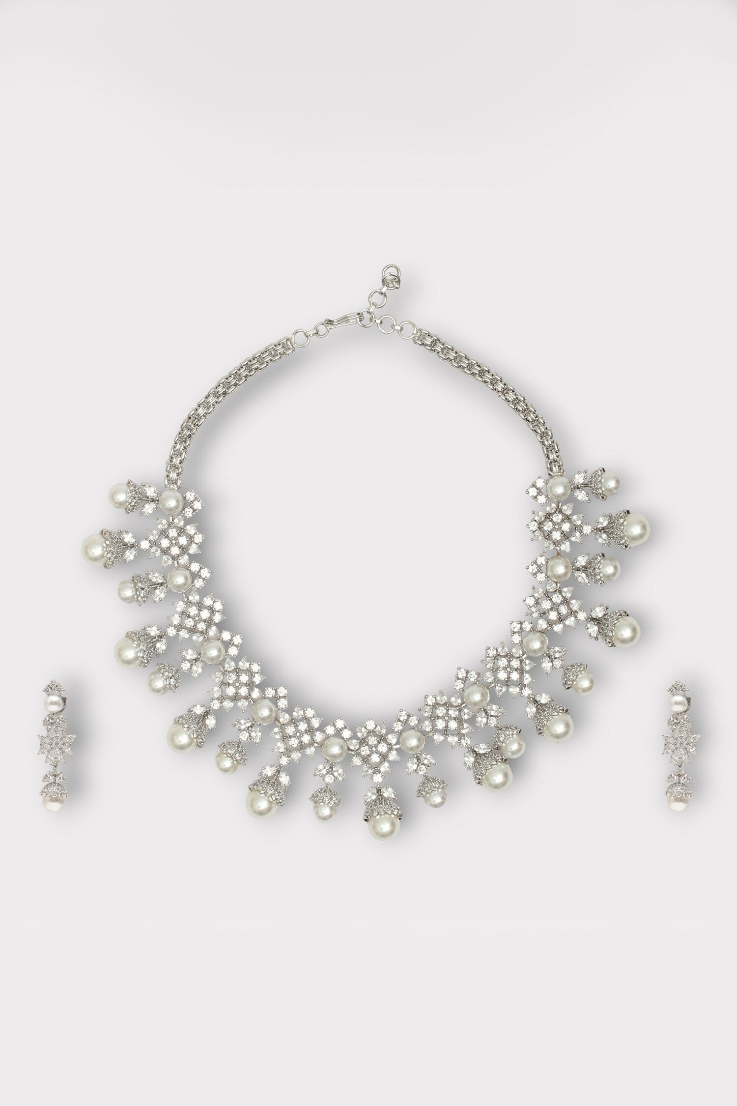 Delight Zircon Studded Floral Necklace Set 