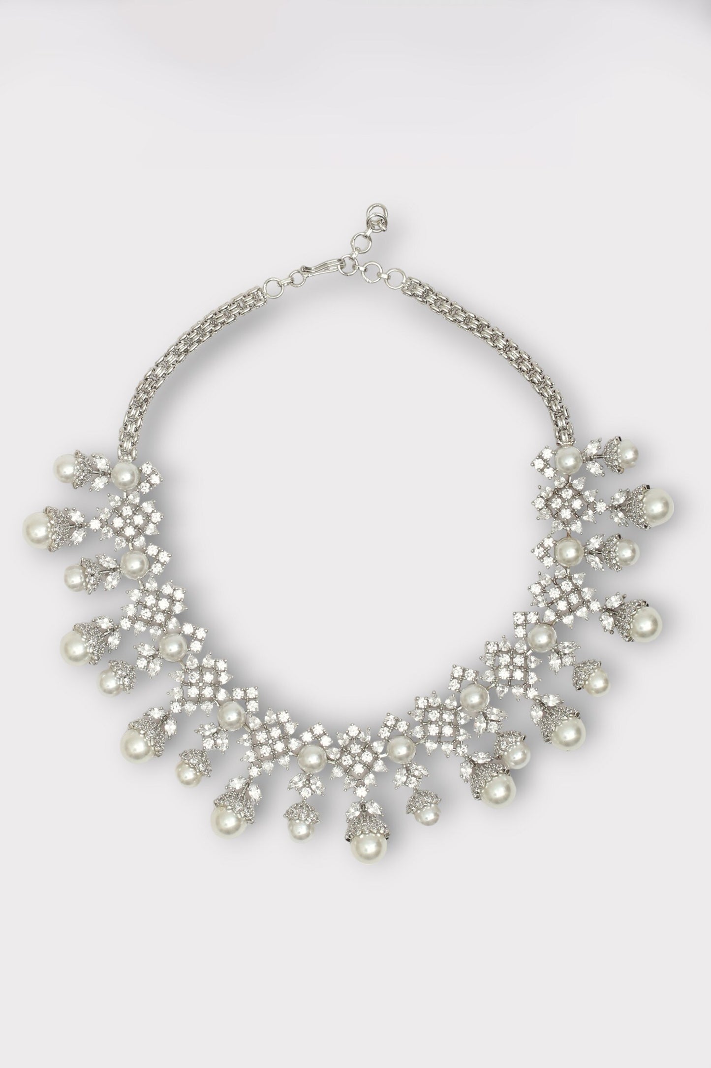 Delight Zircon Studded Floral Necklace Set 