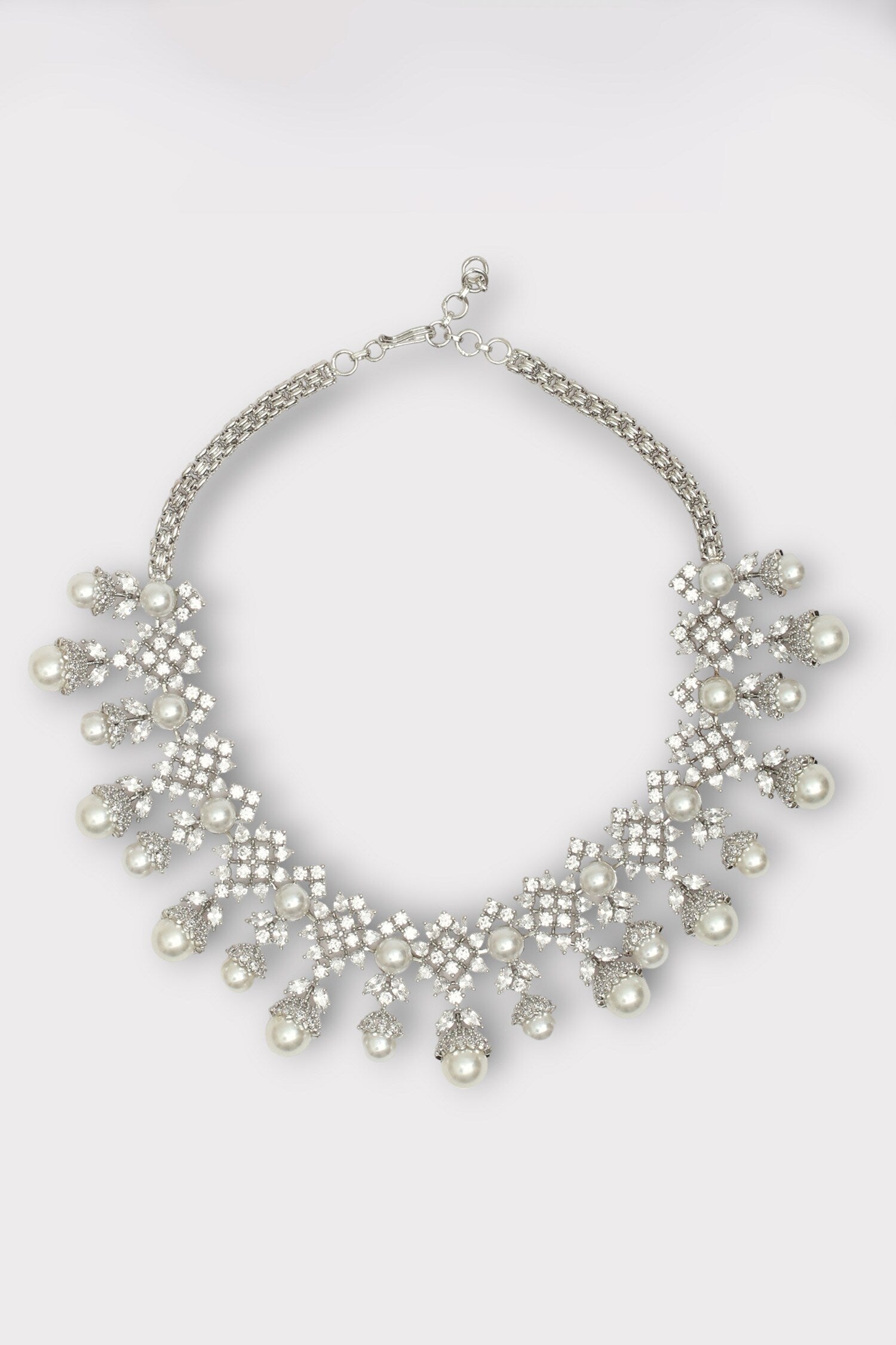 Delight Zircon Studded Floral Necklace Set 