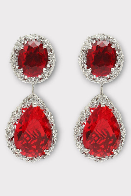 Tempest Ruby Studded Drop Necklace Set 