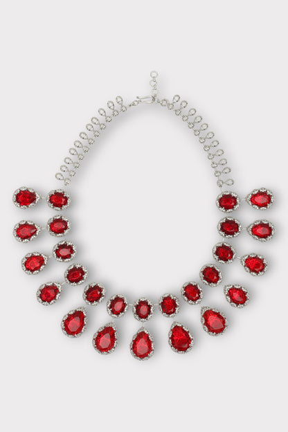 Tempest Ruby Studded Drop Necklace Set 