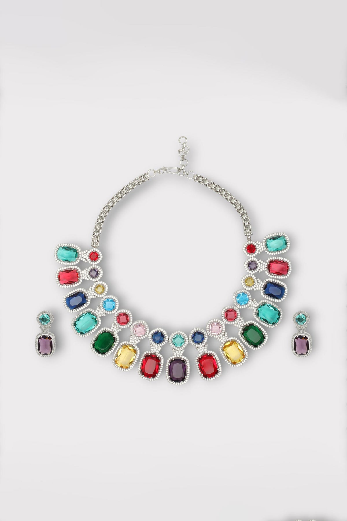 Florence Geometric Zircon Studded Necklace Set 