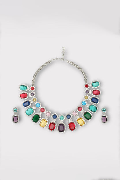 Florence Geometric Zircon Studded Necklace Set 