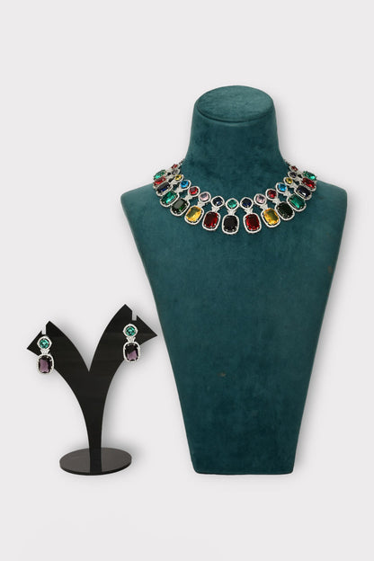 Florence Geometric Zircon Studded Necklace Set 
