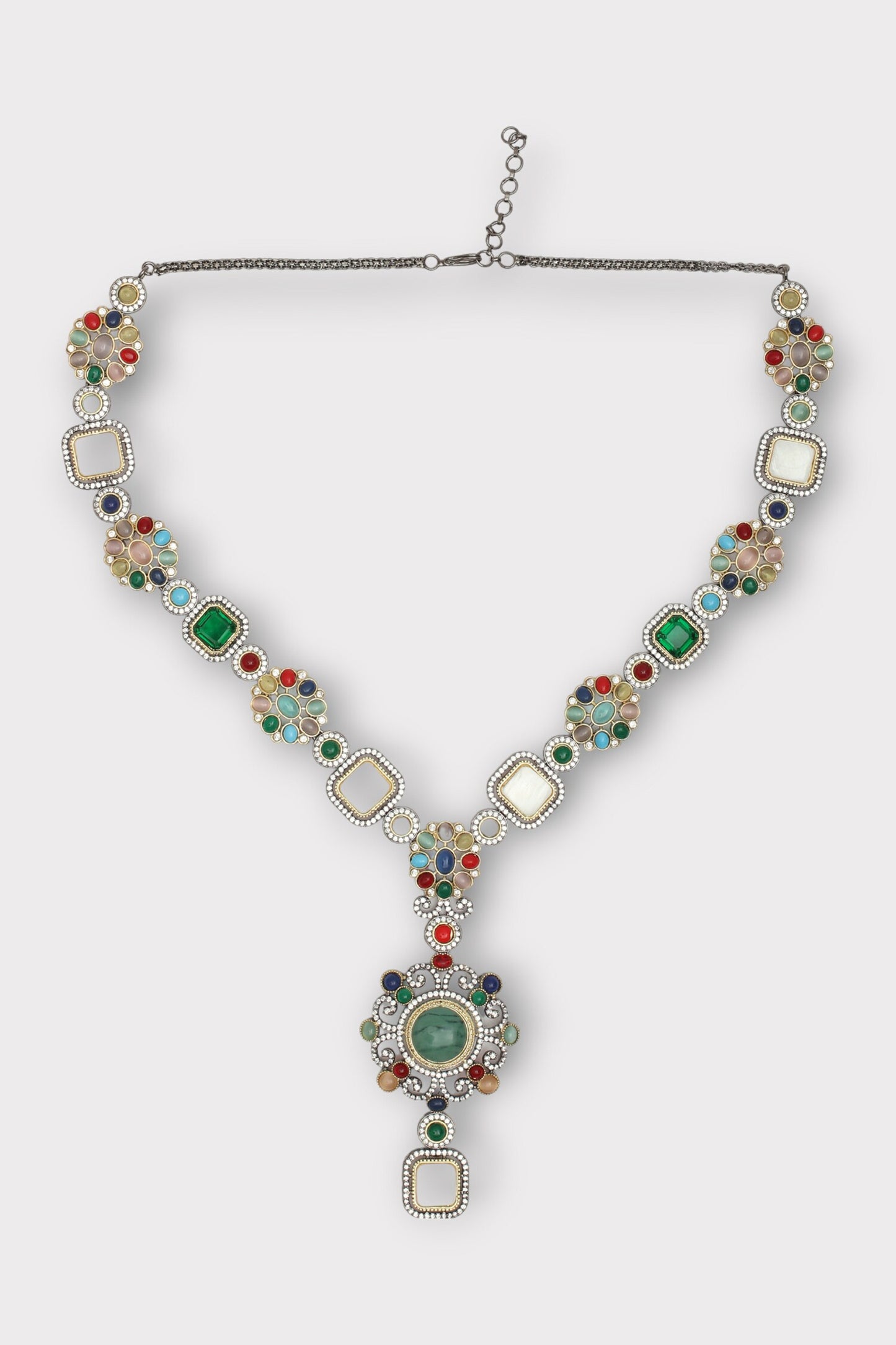 Graceful Stone Studded Floral Necklace Set 