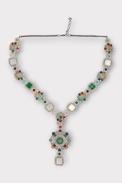 Graceful Stone Studded Floral Necklace Set 