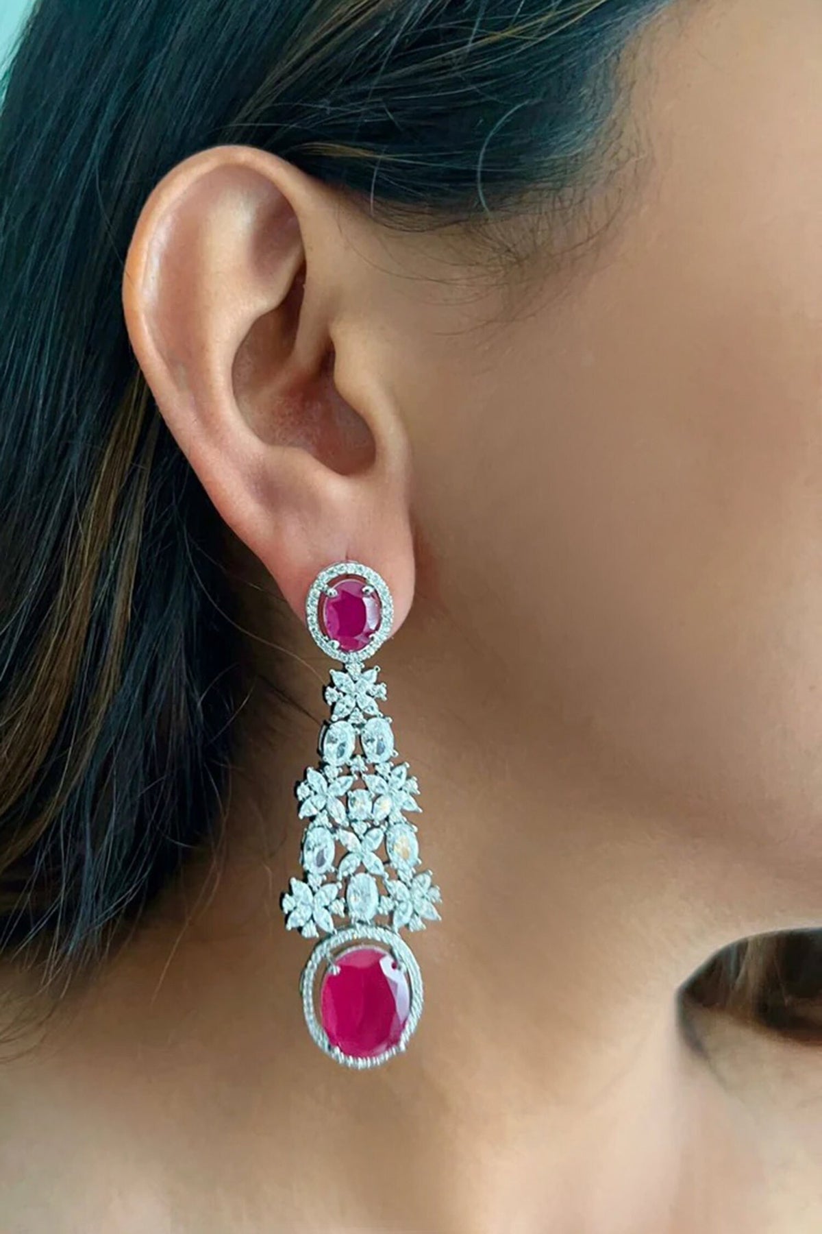 Maharani Double Layered Ruby Necklace Set & Ruby Oval Drop Necklace 