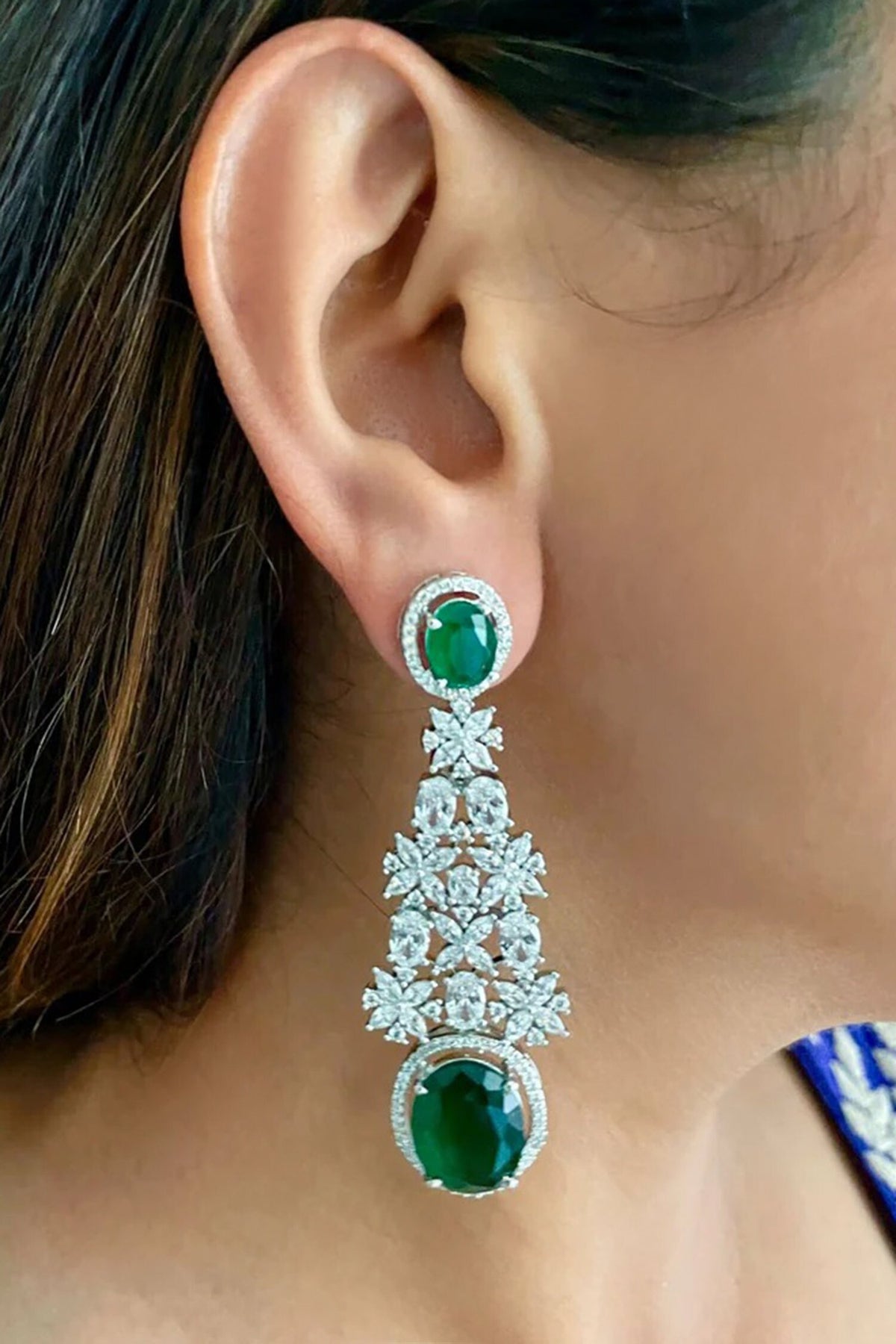 Emerald Oval Drop Necklace Set 