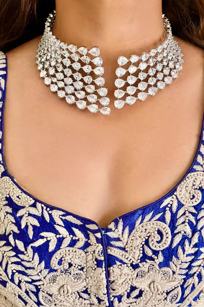 Tear Drop Cutwork Swarovski Choker Set 