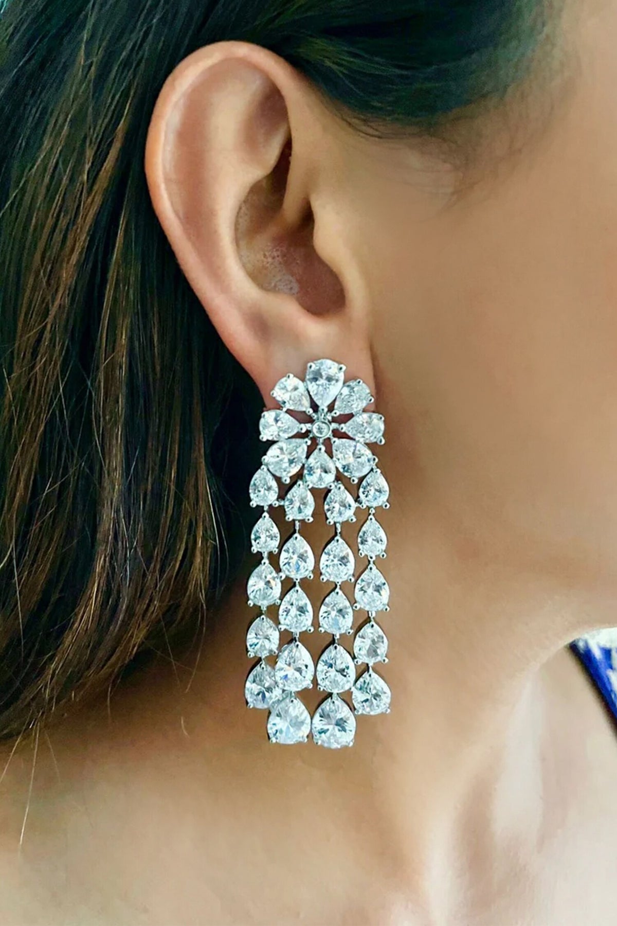 Tear Drop Cutwork Swarovski Choker Set 