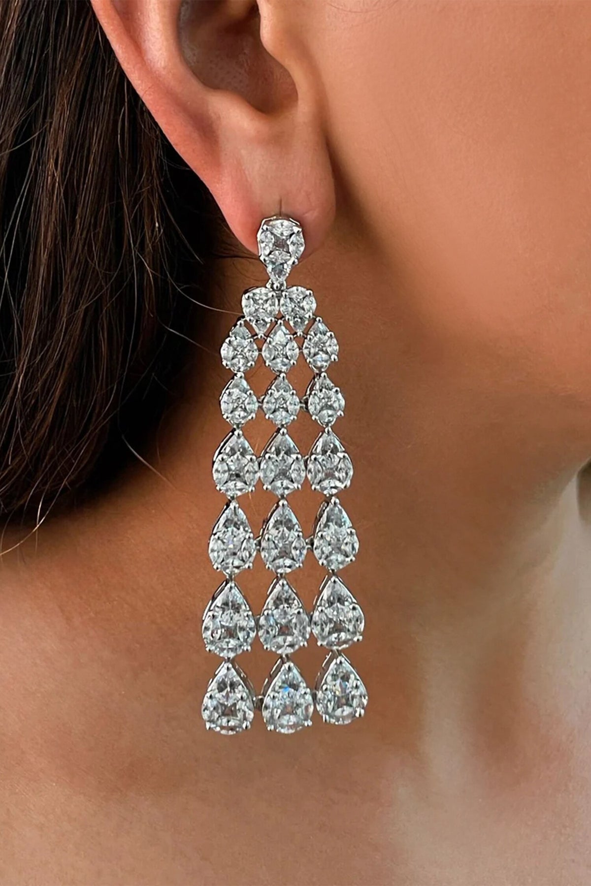 Five Layered Tear Drop Cutwork Necklace Set 