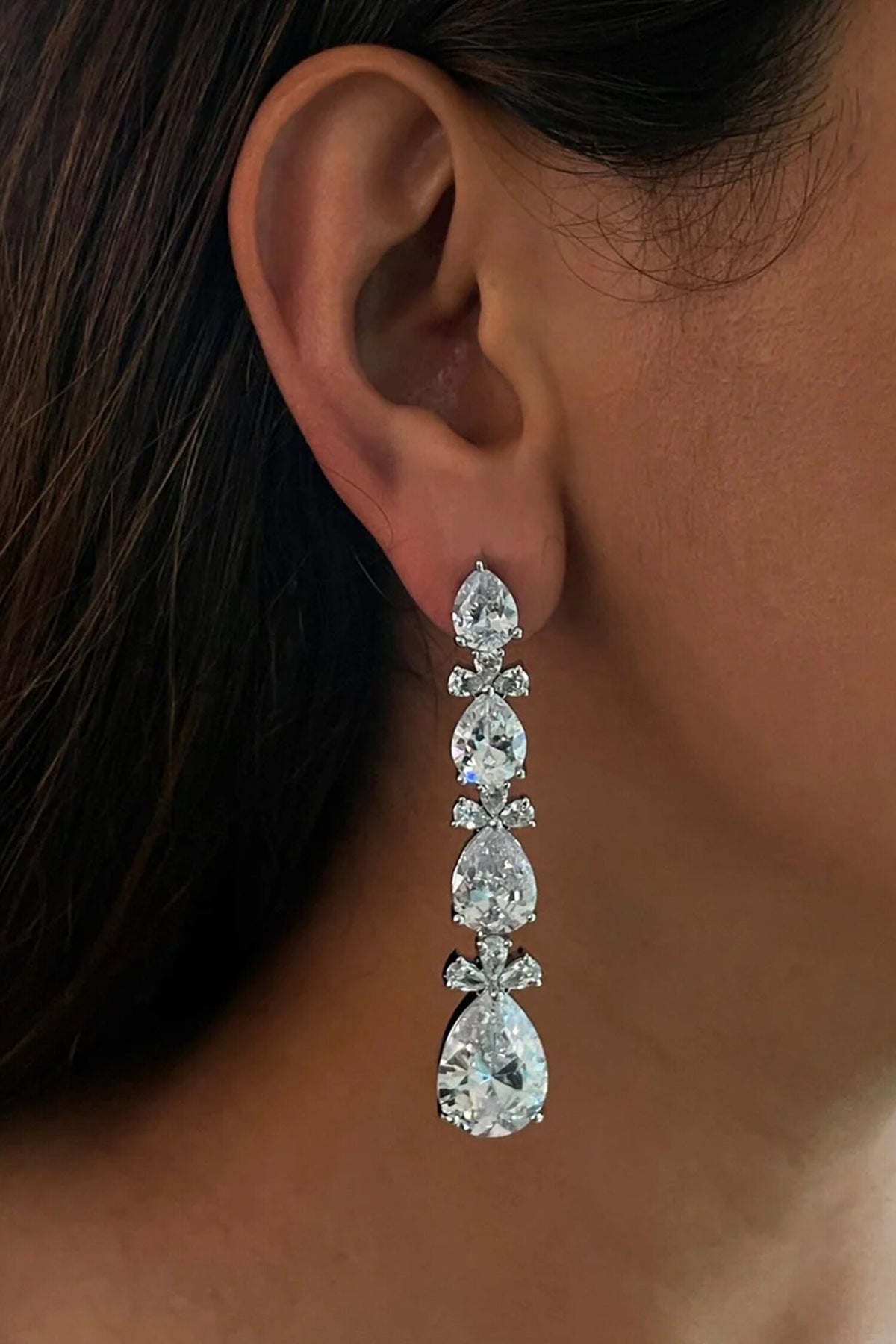 Five Layered Tear Drop Cutwork Necklace Set 