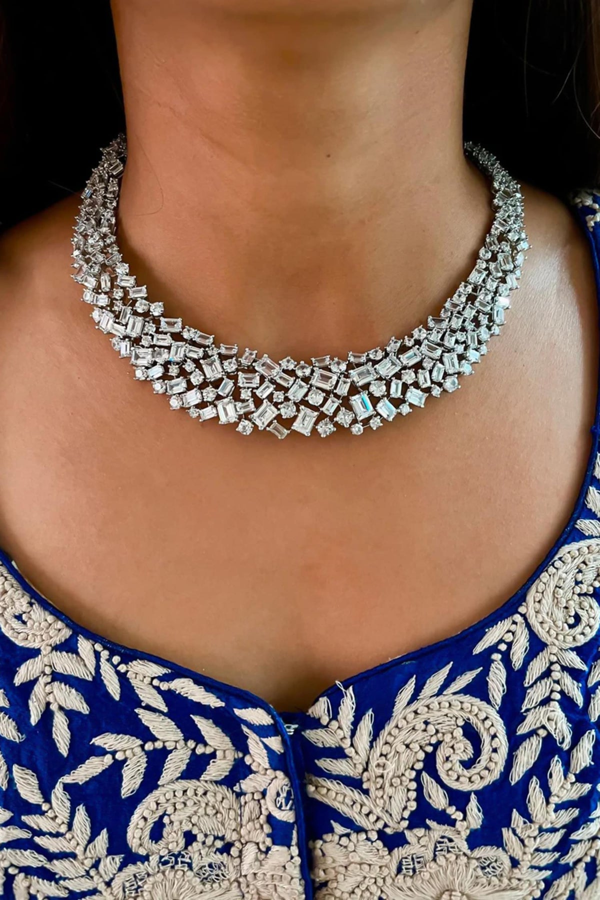 Swarovski Embellished Cluster Necklace Set 