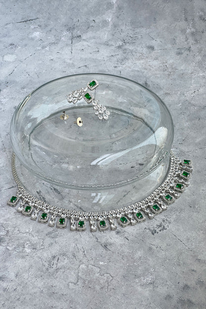 Zirconia Embellished Choker Set 