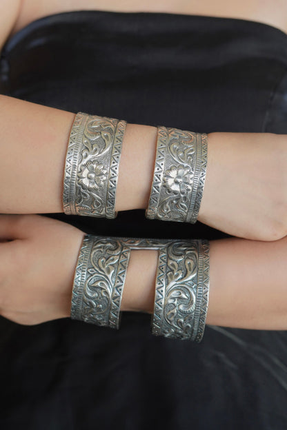Monisha Floral Carved Kada - Set of 2 