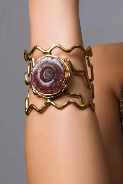 Radiant Agate Stone Embellished Cuff 