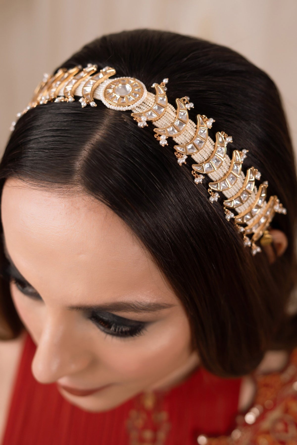 Padma Bead Embellished Chand Mathapatti 