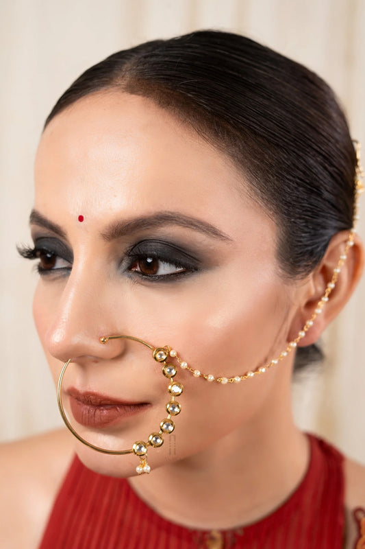 Pranavi Kundan & Polki Embellished Nath 