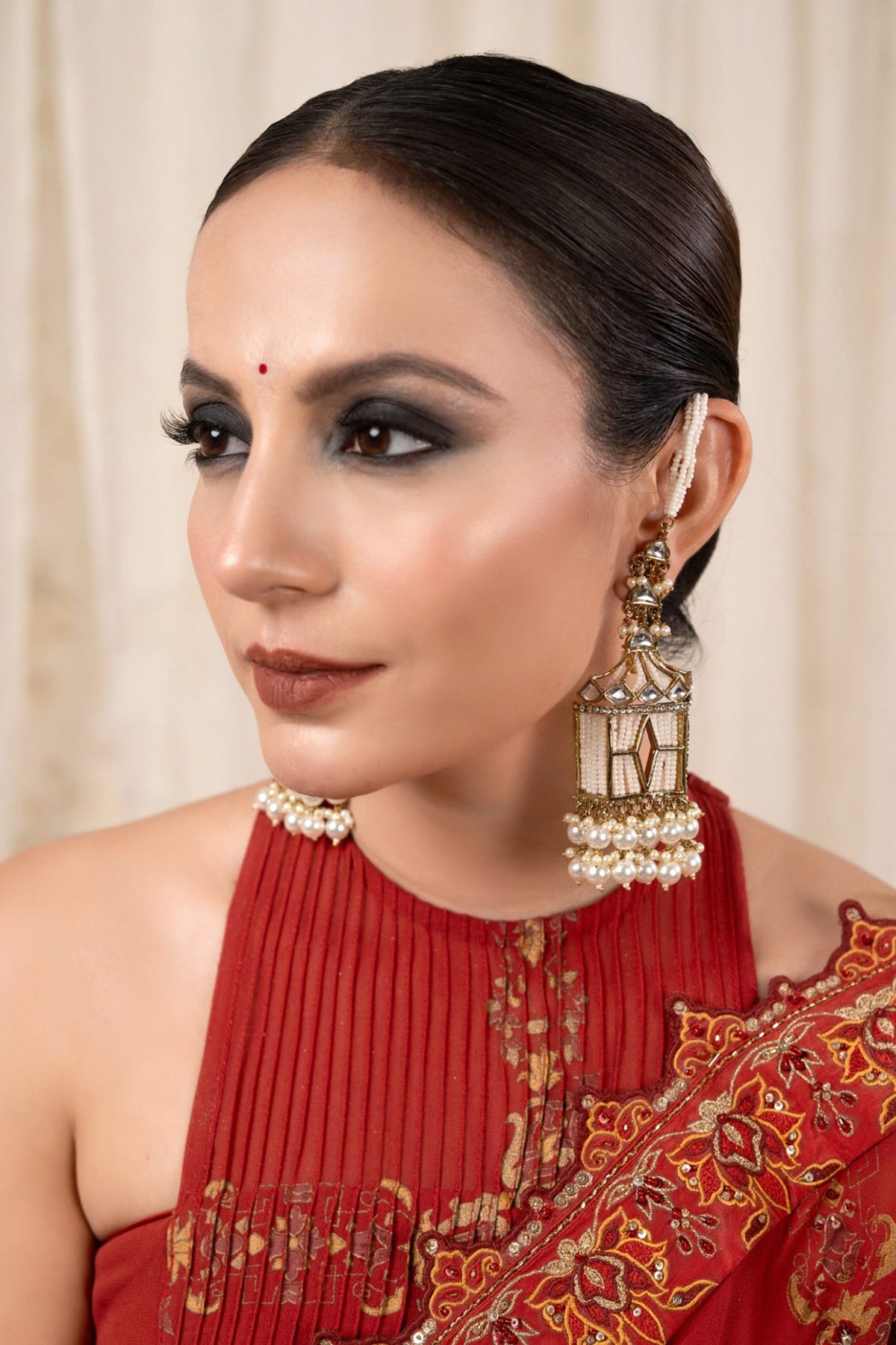 Rajkumari Kundan Polki Embellished Chandelier Earrings 