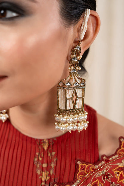 Rajkumari Kundan Polki Embellished Chandelier Earrings 
