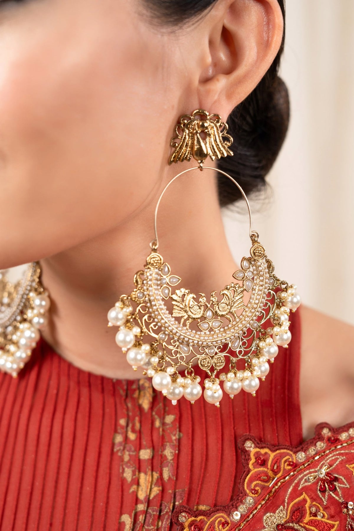 Adhilakshmi Mayur Kundan Chandbalis 