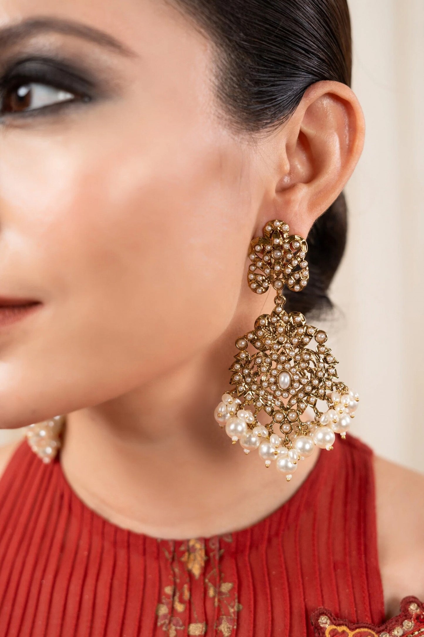 Barkha Pearl Damask Embellished Earrings 