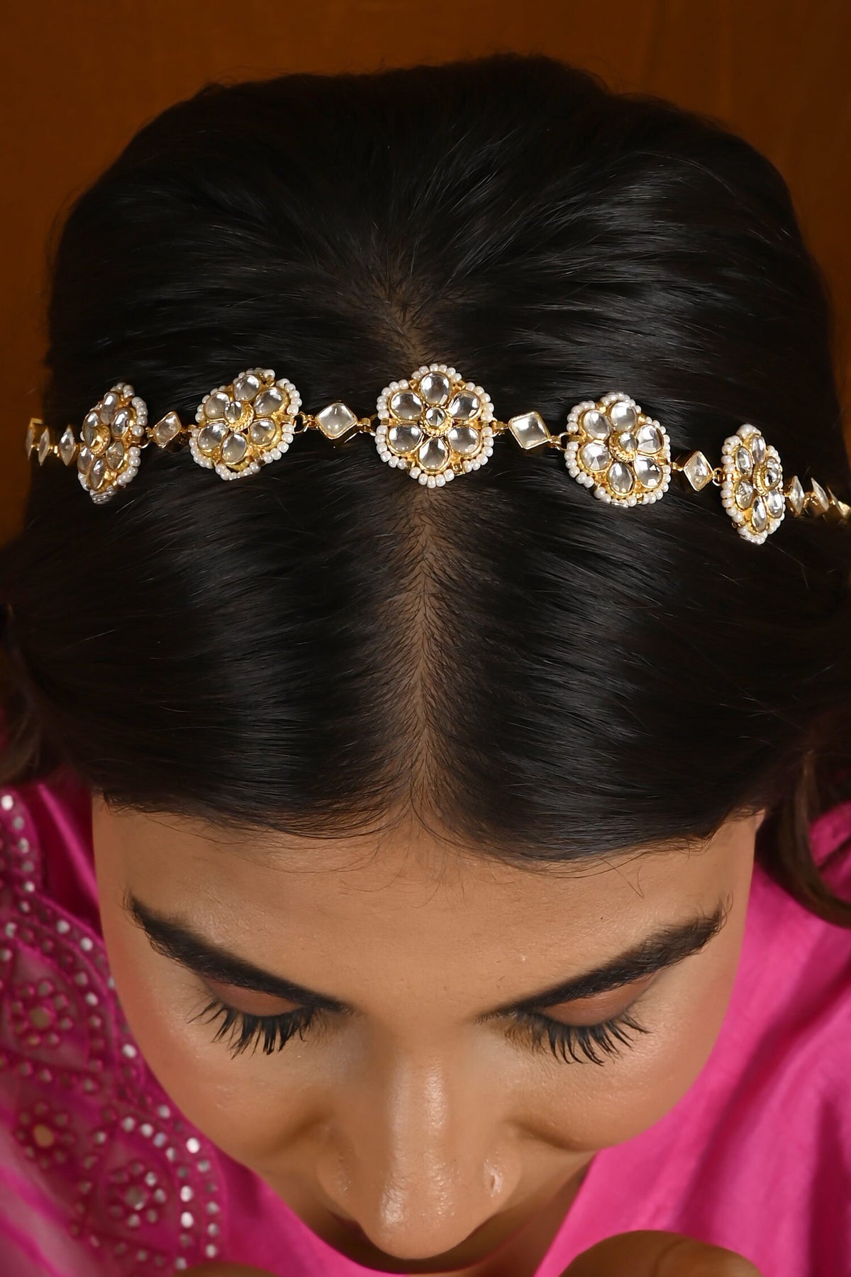 Floral Kundan Embellished Sheeshphool 