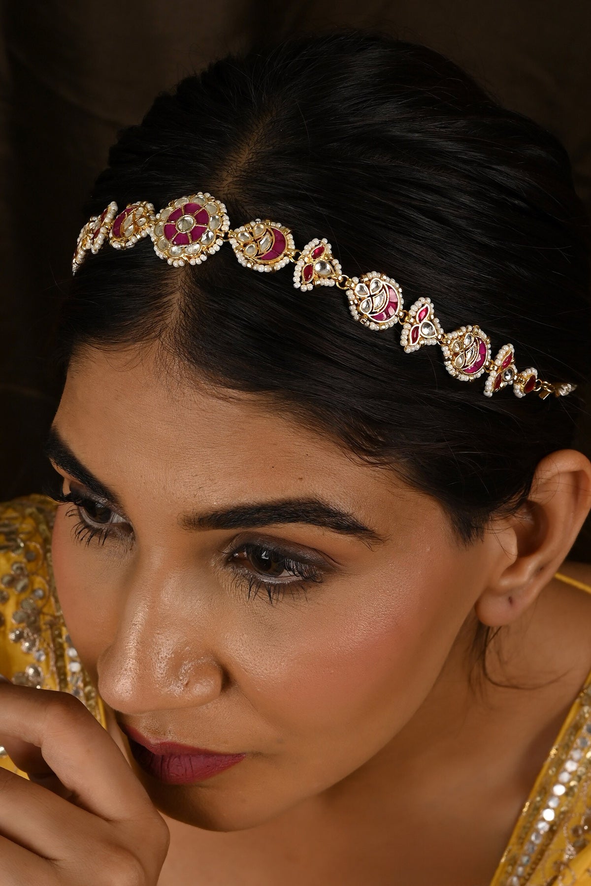 Stone & Kundan Embellished Sheeshphool 