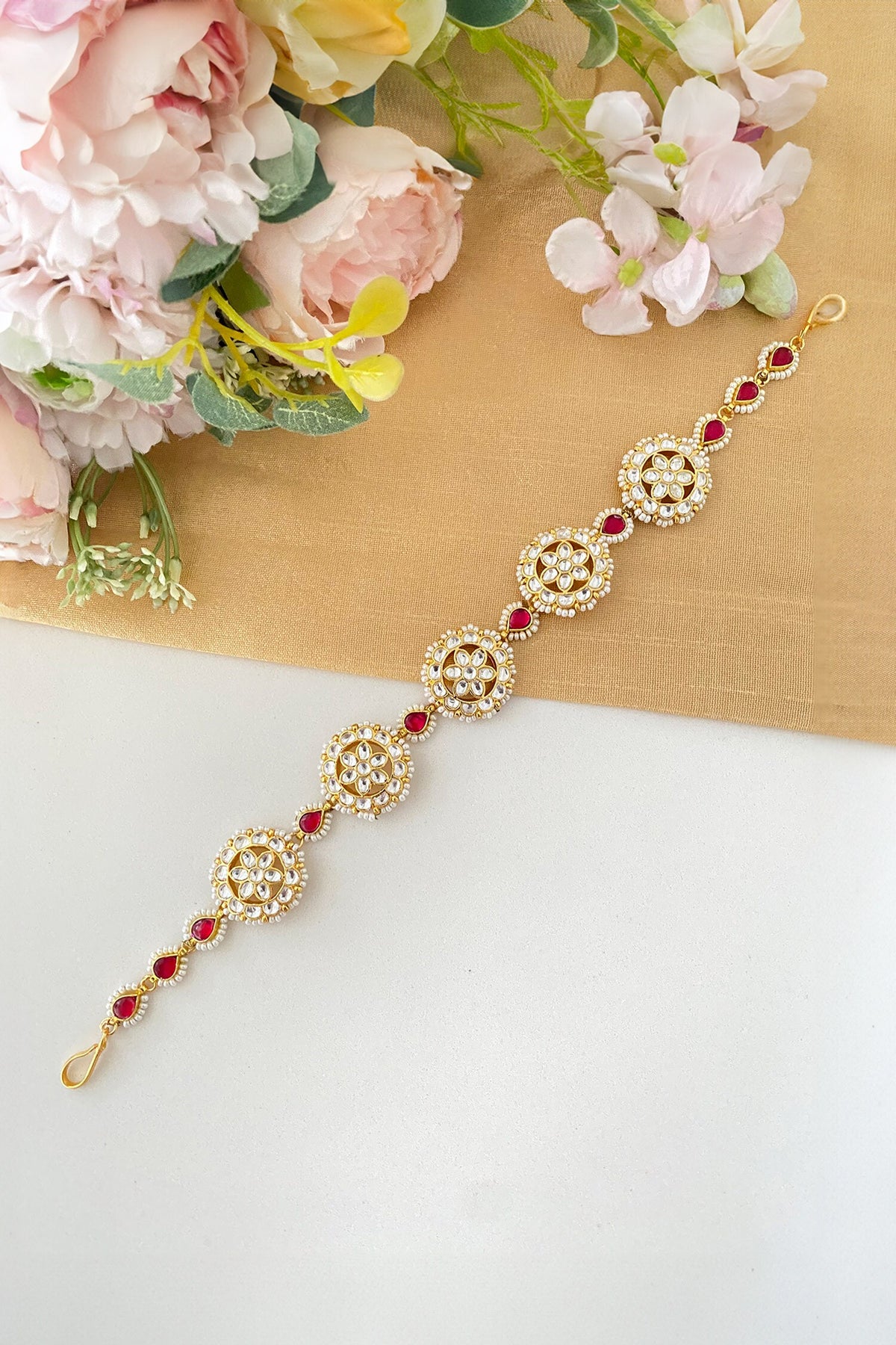 Floral Kundan Embellished Sheeshphool 