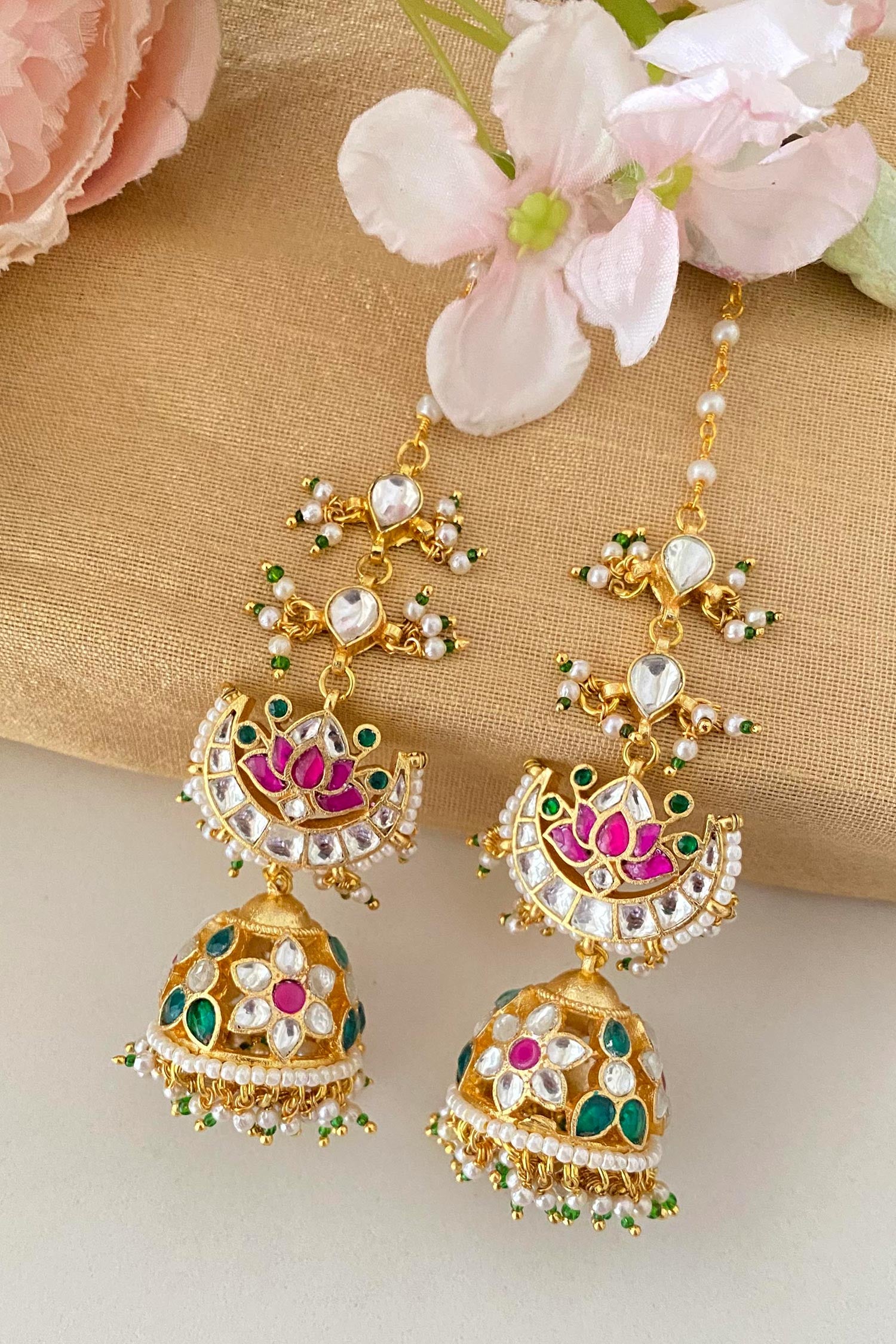 Chaand Kundan Embellished Jhumkas 