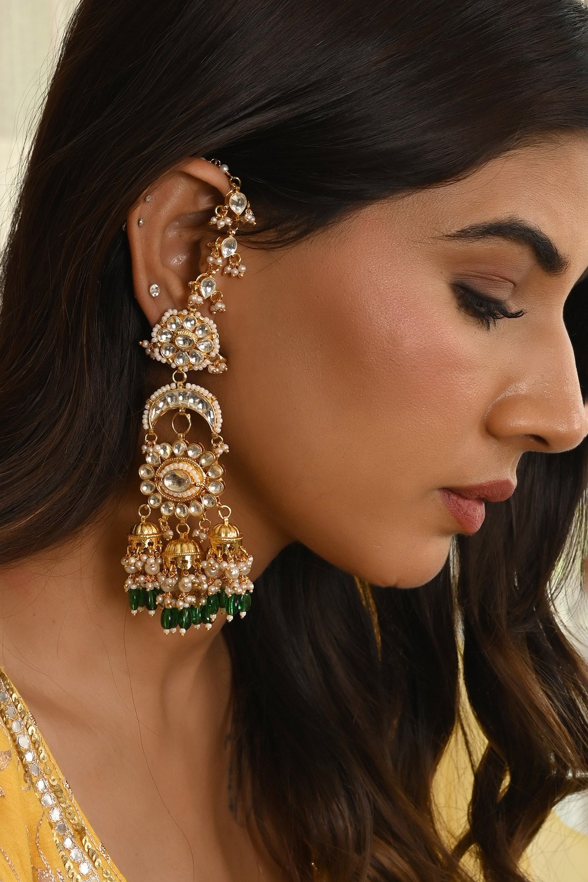 Kundan Studded Chandelier Earrings 