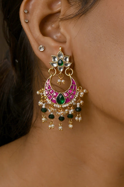 Kundan Embellished Chandbali Earrings 