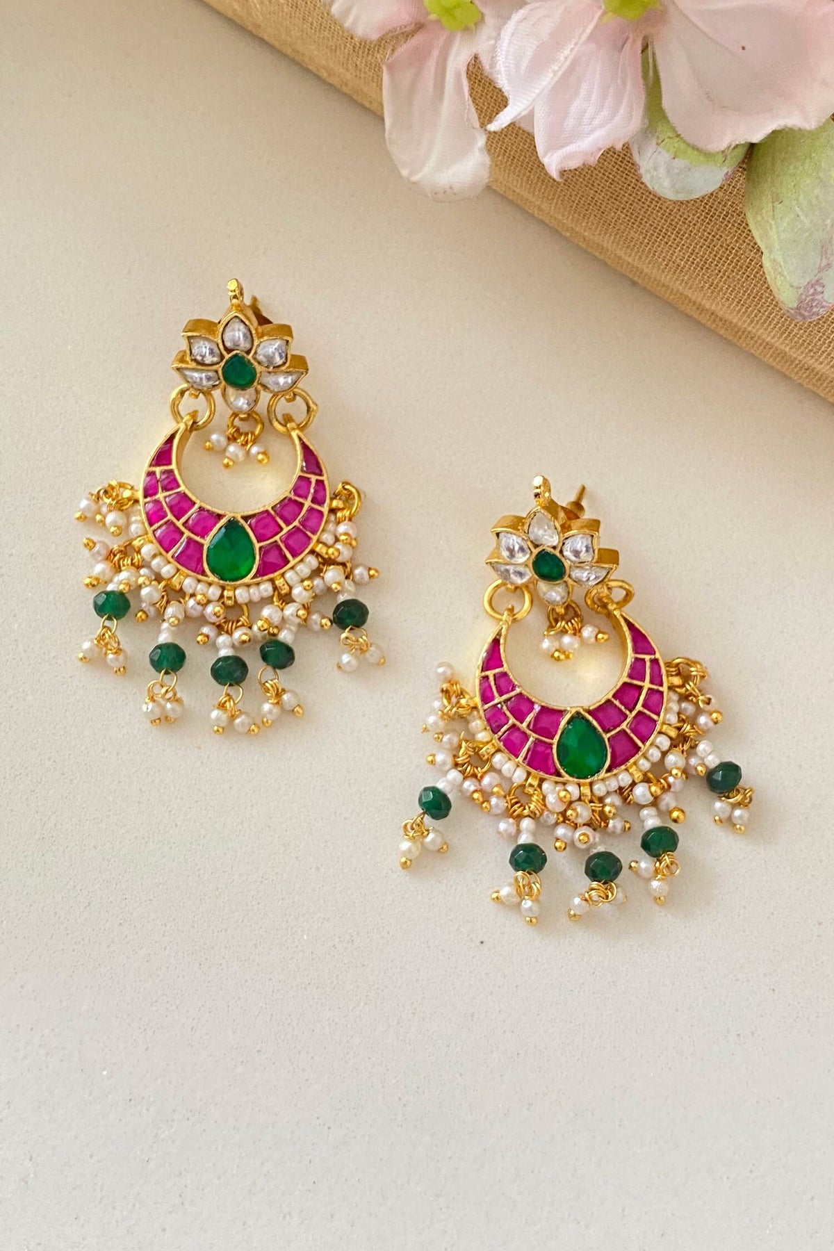 Kundan Embellished Chandbali Earrings 