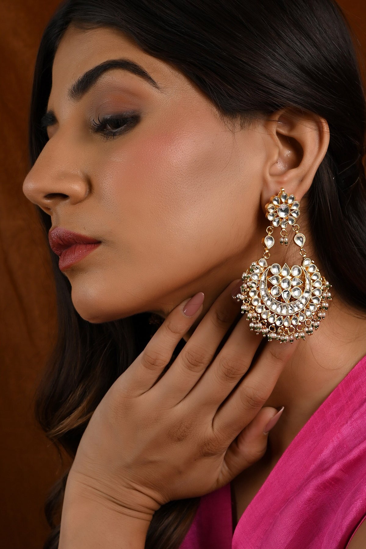 Kundan Embellished Chandbalis 