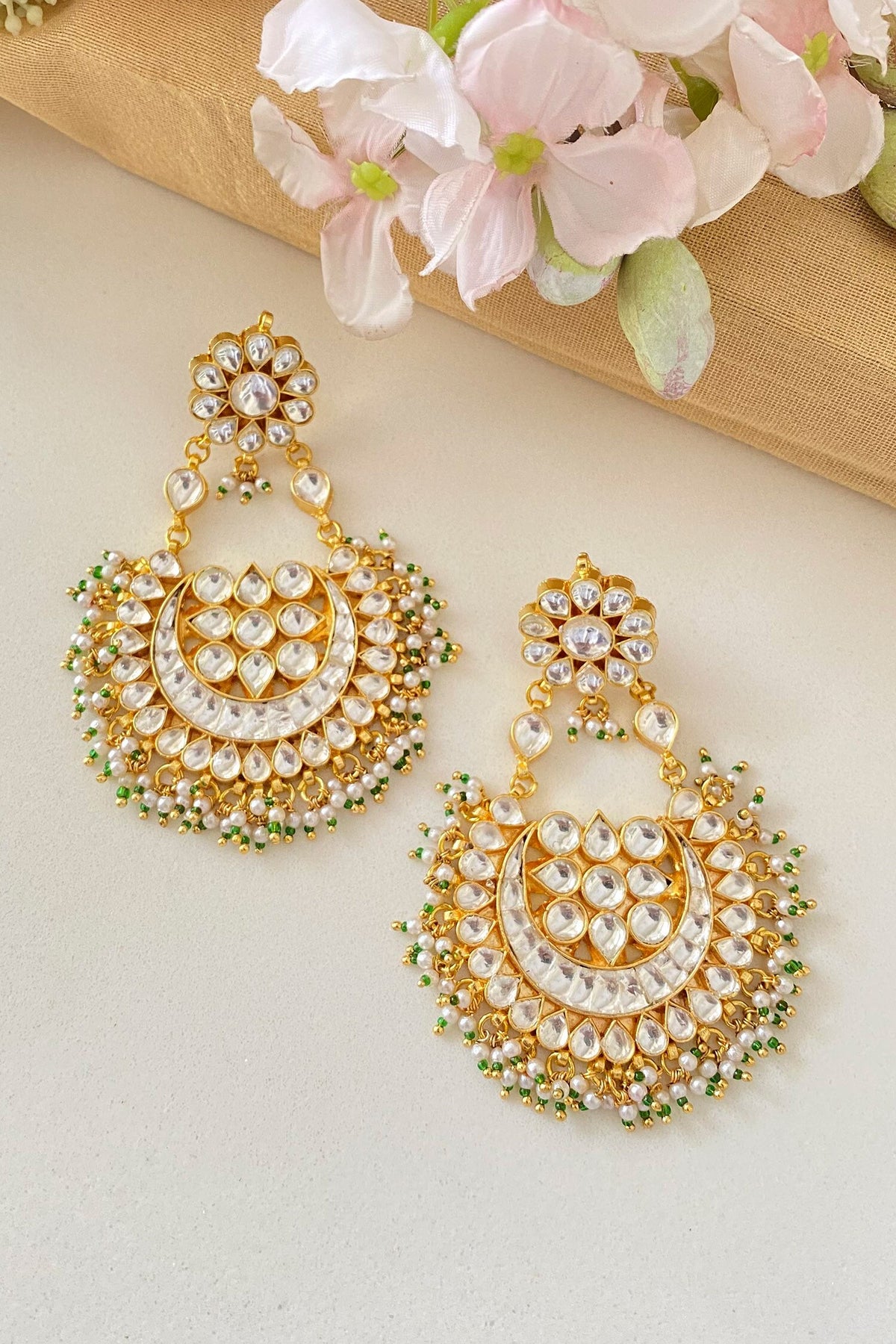 Kundan Embellished Chandbalis 