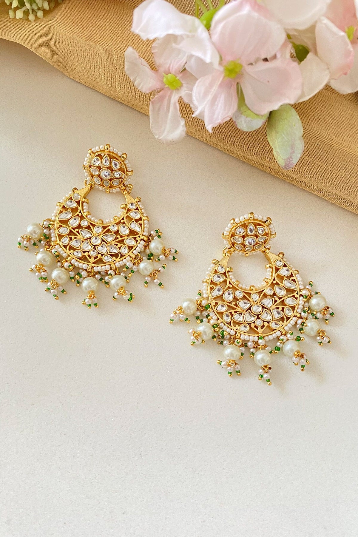 Floral Jaali Chandbali Earrings 