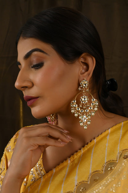 Kundan Drop Chandbali Earrings 