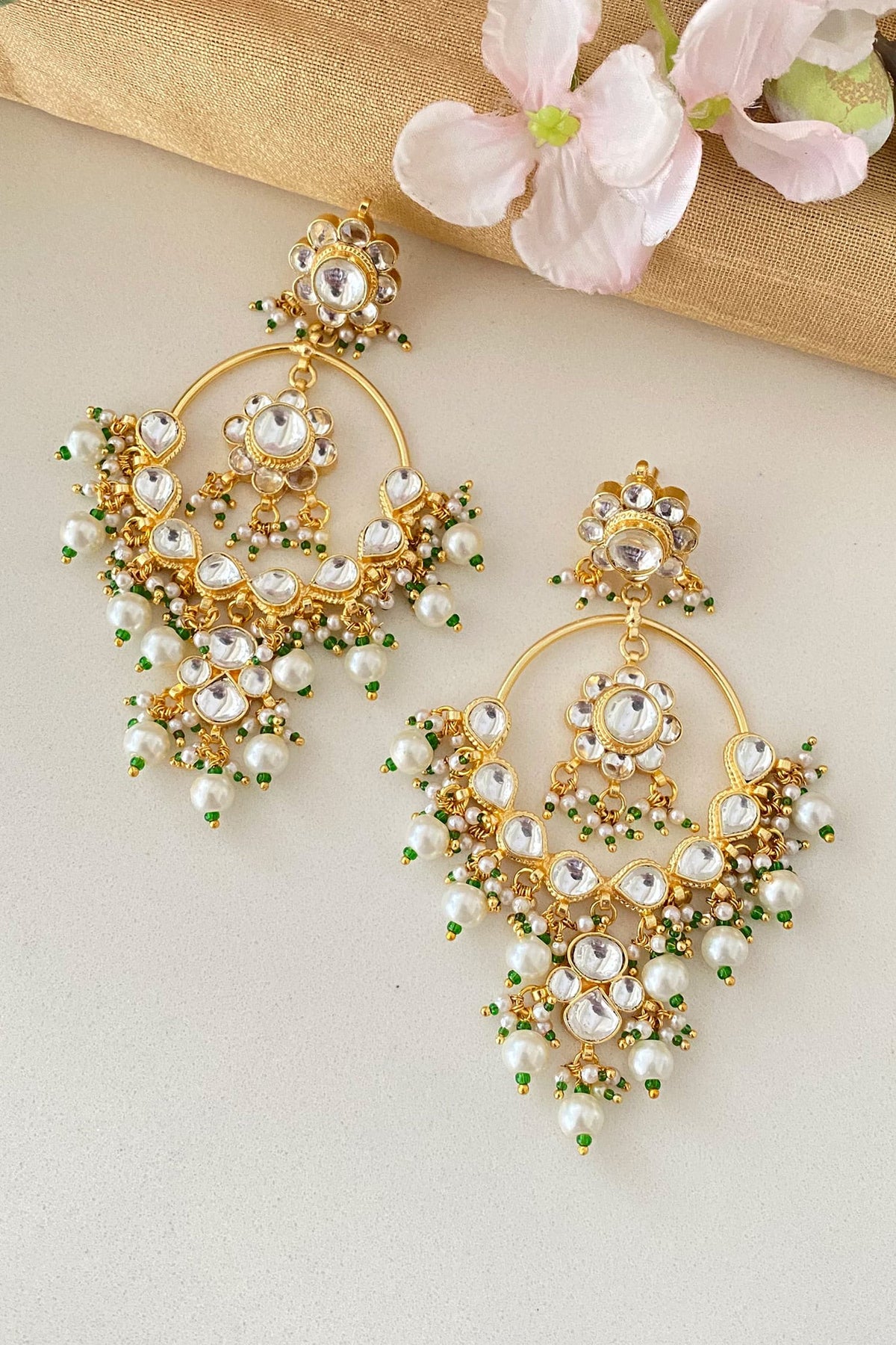 Kundan Drop Chandbali Earrings 