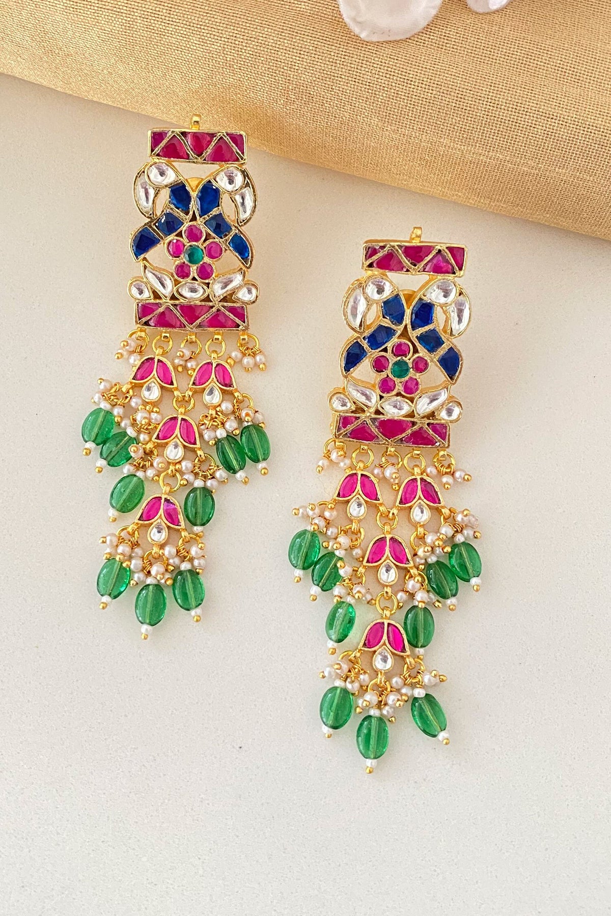 Peacock Embellished Chandelier Earrings 