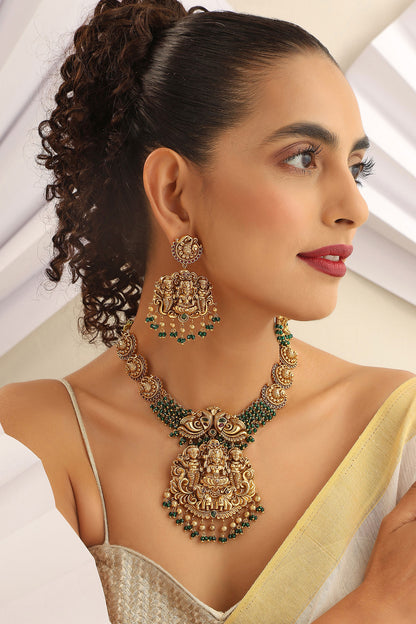 Carved Deity Temple Necklace Set 