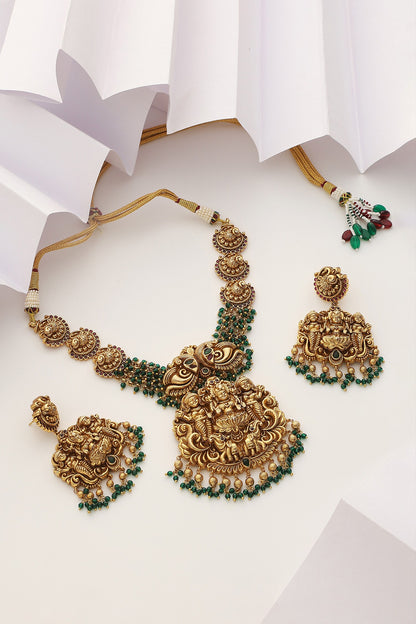Carved Deity Temple Necklace Set 