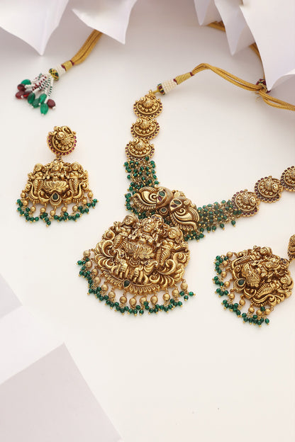 Carved Deity Temple Necklace Set 