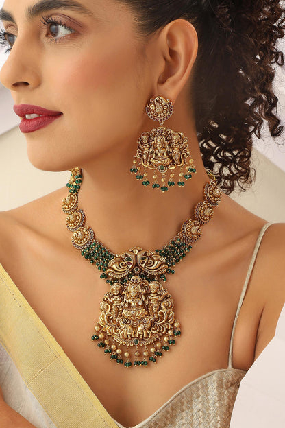 Carved Deity Temple Necklace Set 